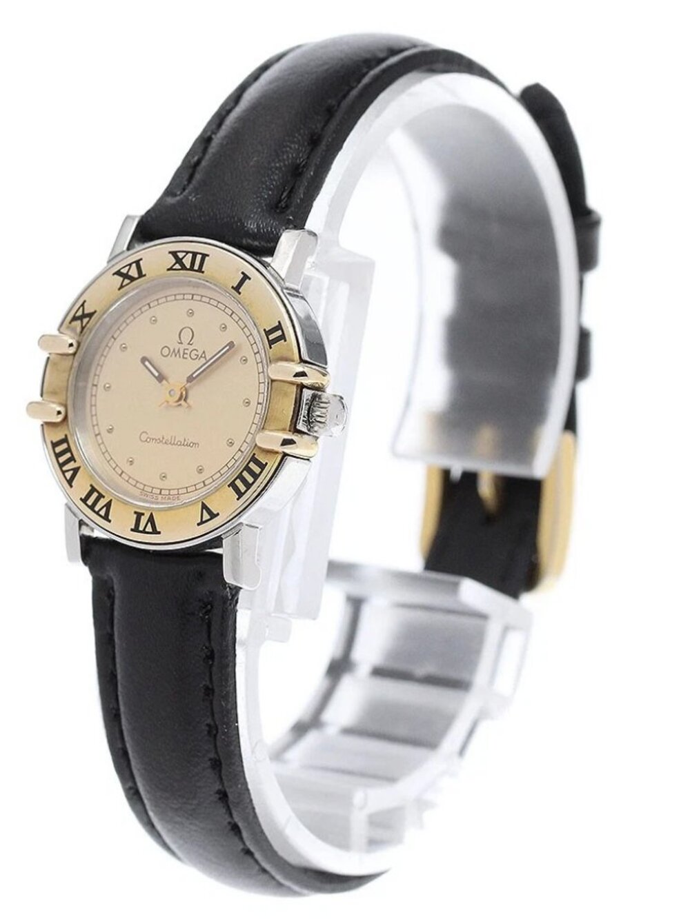OMEGA Constellation YG bezel Gold Dial Quartz Ladies Watch_964934